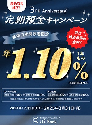 3周年金利1.10％