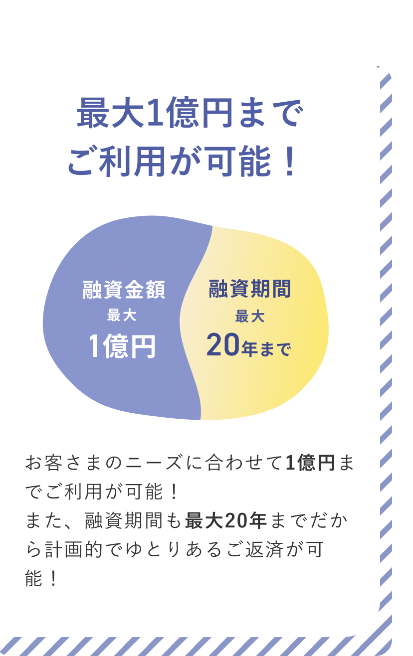 最大1億円までご利用が可能！